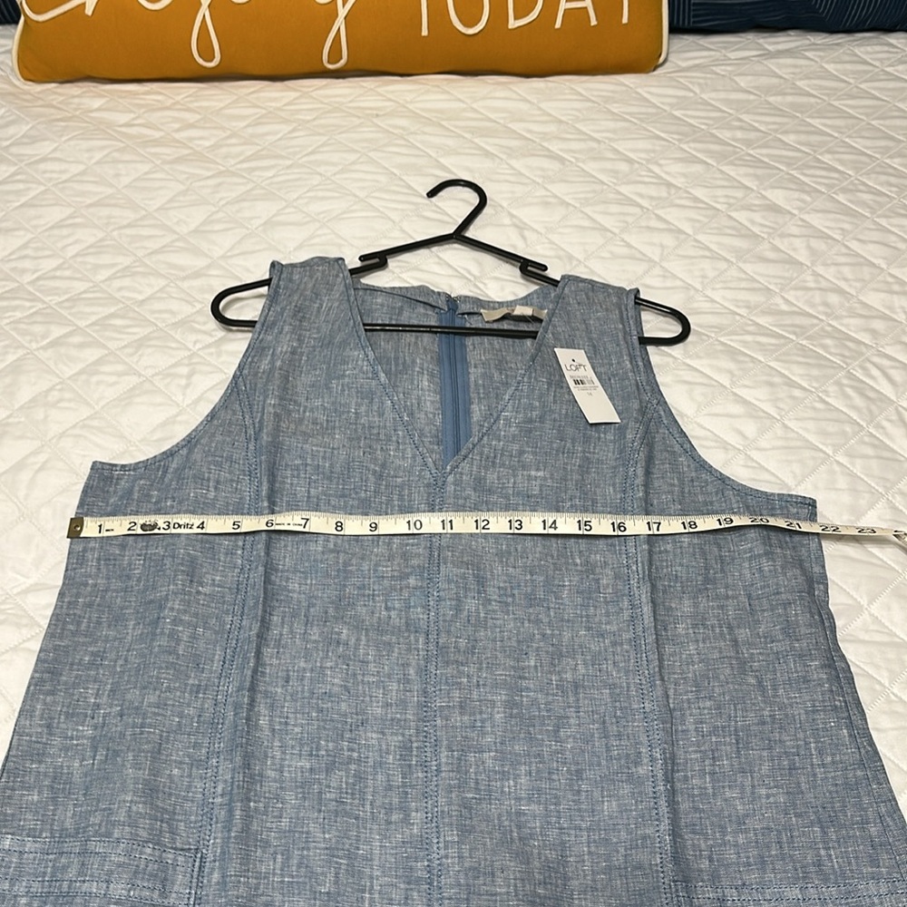 Sleeveless Linen Blue Dress - Picture 7 of 8
